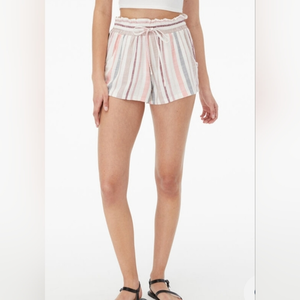 Aeropostale‎ Vertical Stripe High Rise Soft Linen Blend Shorts
